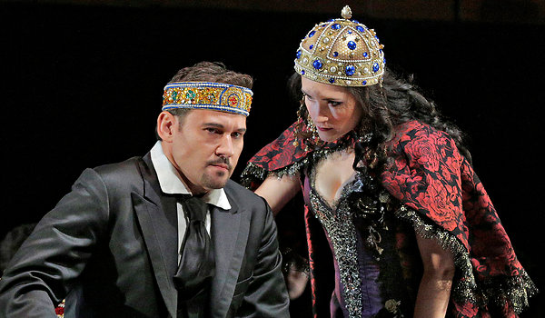 Mariusz Kwiecien and Erin Morley in "King Roger" at the Santa Fe Opera, photo: Ken Howard